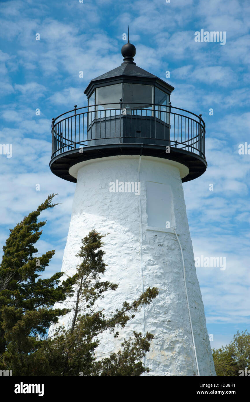 Ned's Point lighthouse tower at Veterans Memorial Park dans le sud du Massachusetts. Banque D'Images