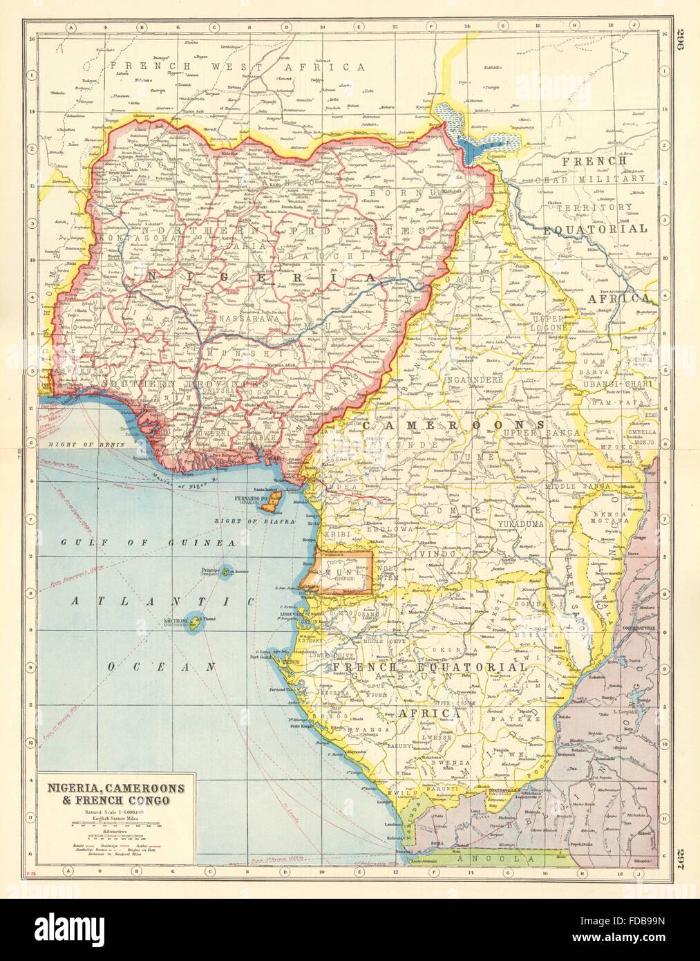 Golfe de Guinée : Le Nigeria Cameroun Muni Afrique équatoriale française(Gabon), 1920 La carte Banque D'Images