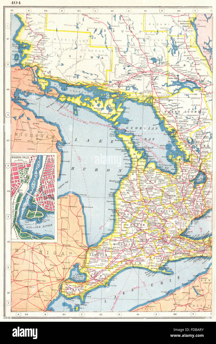 Carte vintage d'erie Banque de photographies et d’images à haute