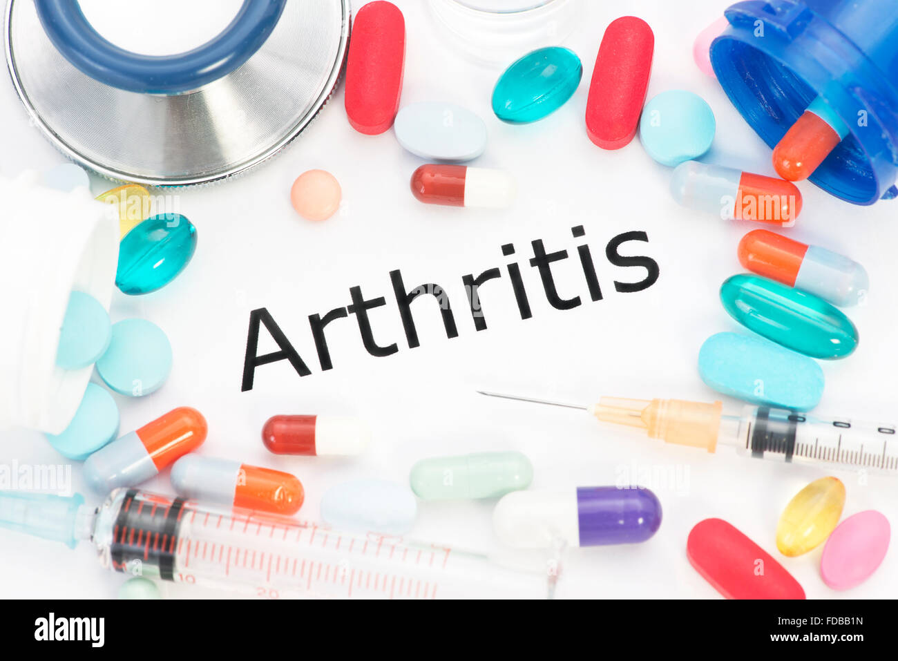 Concept d'arthrite avec photo de médicaments. Banque D'Images