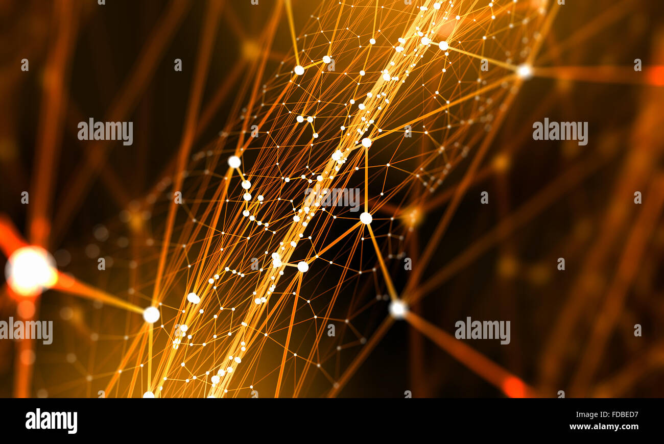 La technologie virtuelle d'or avec des lignes et des grilles d'arrière-plan Banque D'Images