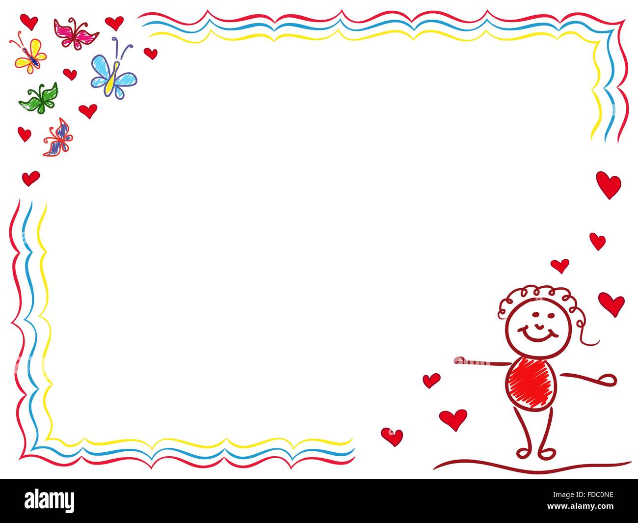 Fille dans l'amour, dessin à la main vector cartoon Valentine Greeting card Illustration de Vecteur