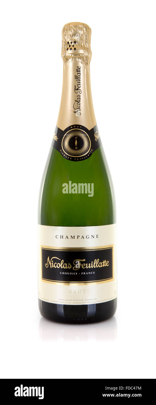 Nicolas Feuillatte Champagne Brut sur fond blanc Banque D'Images