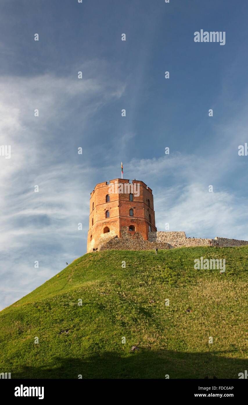 La tour de Gediminas sur la colline du château à Vilnius, Lituanie Banque D'Images