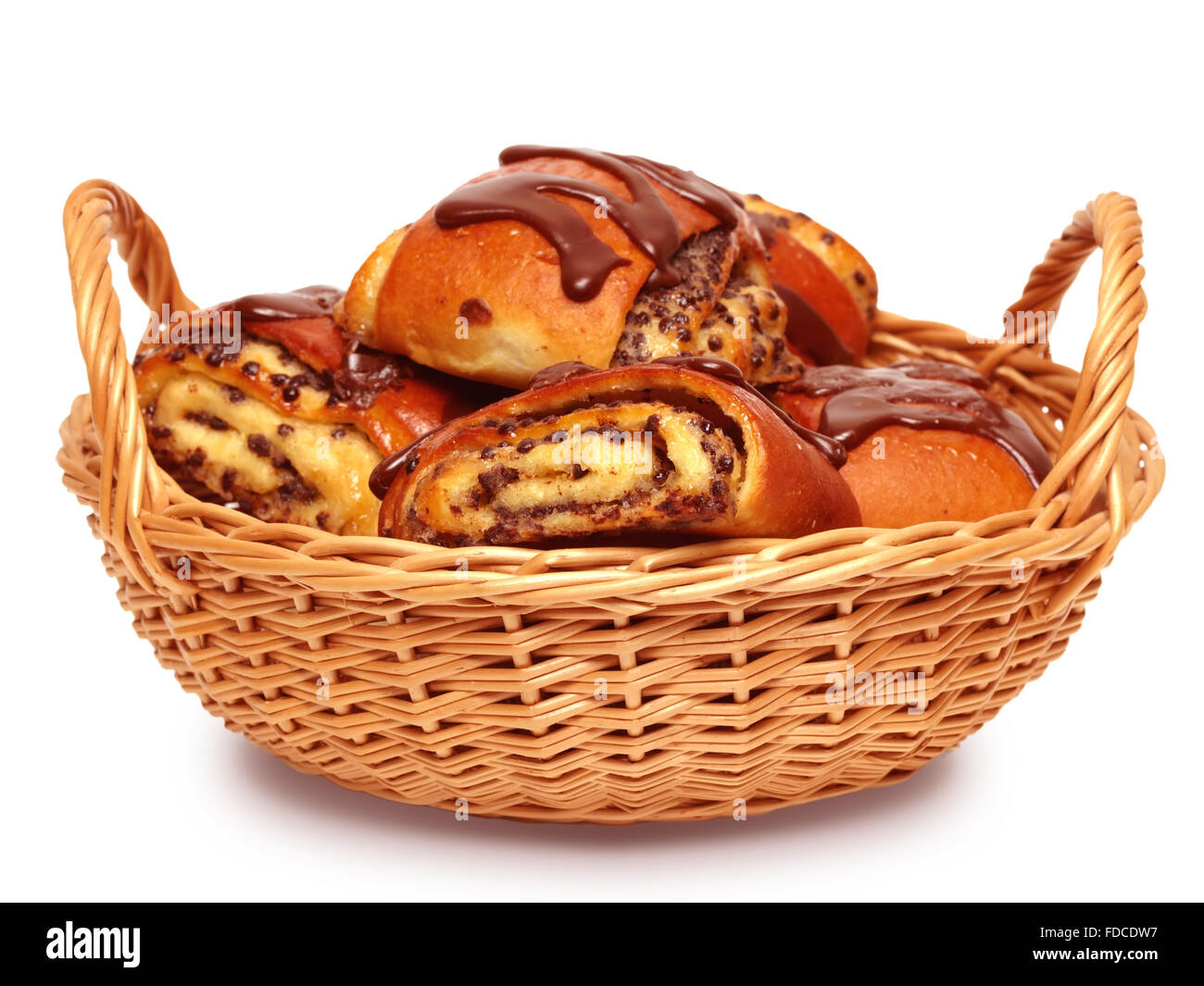 Pains au chocolat isolé sur le fond blanc. Banque D'Images