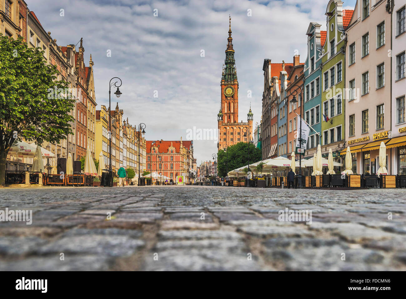 Ville principale (Glowne Miasto) Mairie au long marché, Gdansk, Pologne, l'Europe occidentale, Banque D'Images