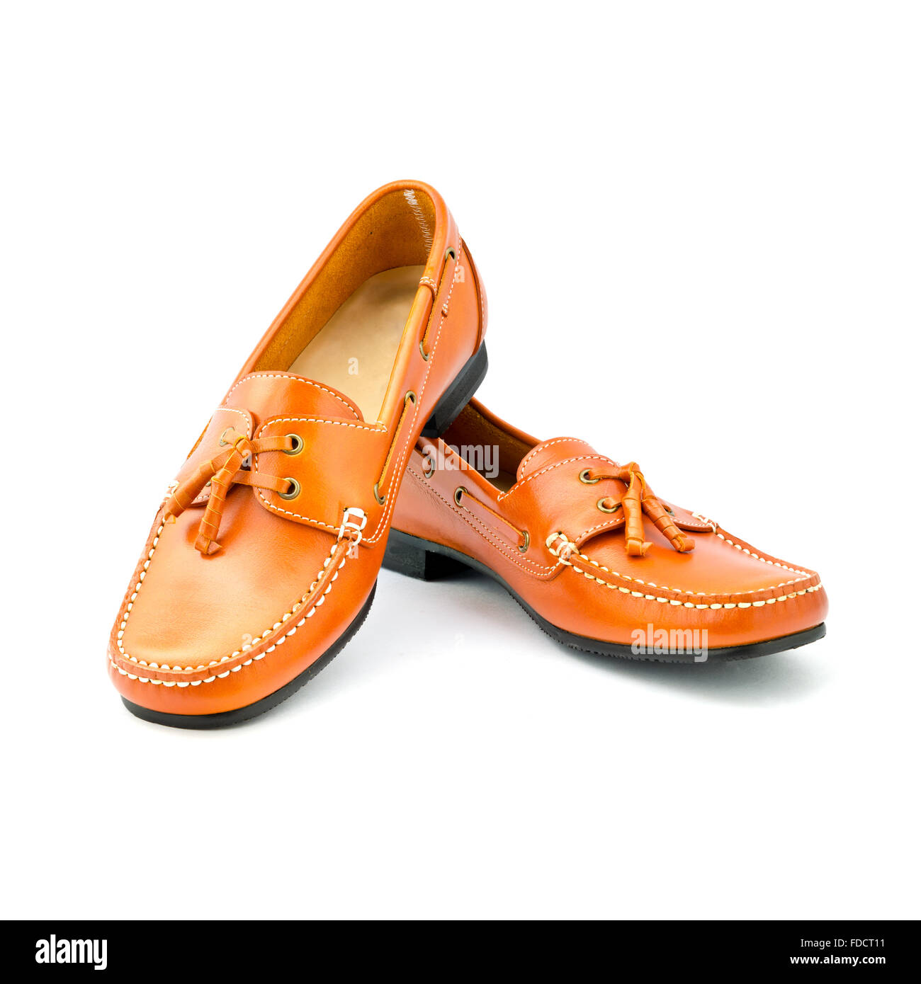 Brown man's shoes isolé sur fond blanc Banque D'Images