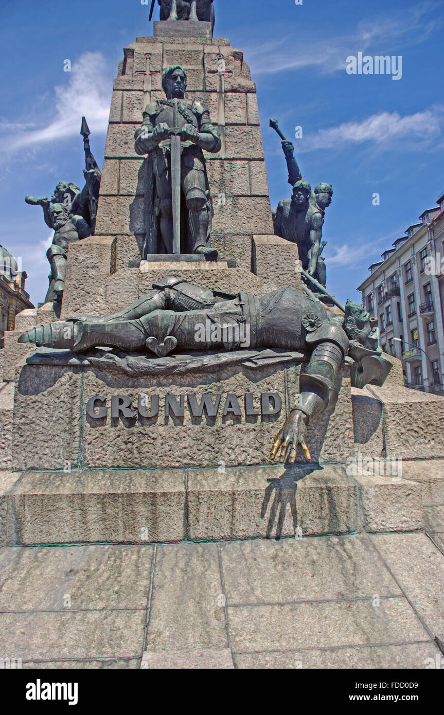 Le monument de Grunwald, Le Roi Ladislas Jagellon Sculpture, Cracovie, Pologne, Krakcow Banque D'Images