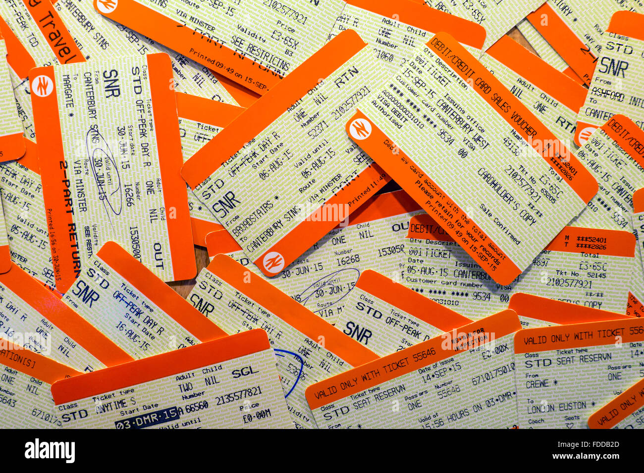 Carte ferroviaire Rail Tickets Rail Travel Voyage creuses Banque D'Images