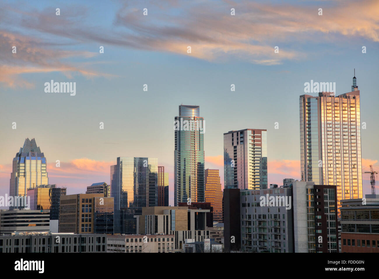 Austin, Texas - Soir Skyline Banque D'Images