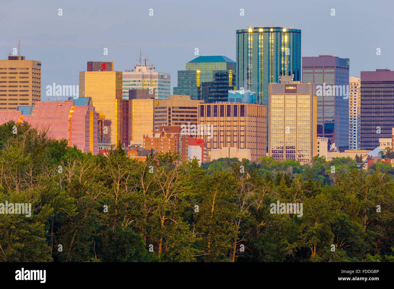 Le centre-ville d'Edmonton, Alberta, au lever du soleil Banque D'Images