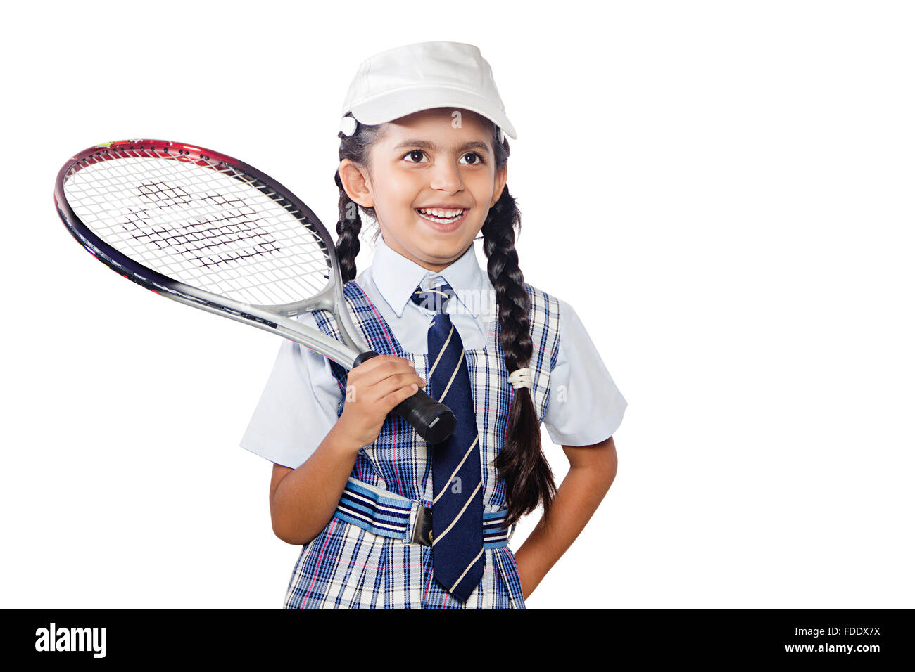 1 personne seule fille rêve hobby holding racket sports tennis succès scolaire Banque D'Images