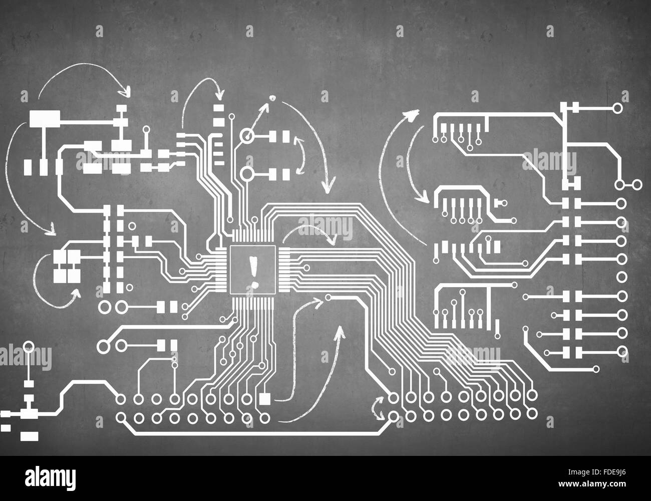 Image tirée de craie de circuit imprimé. Concept d'ingénierie Banque D'Images