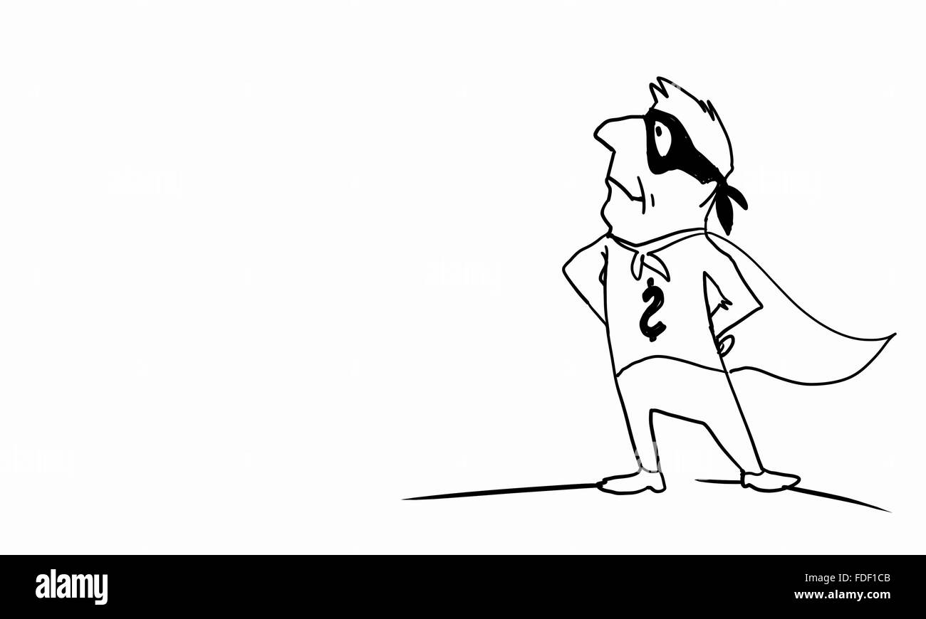 Caricature de l'homme super drôle sur fond blanc Banque D'Images