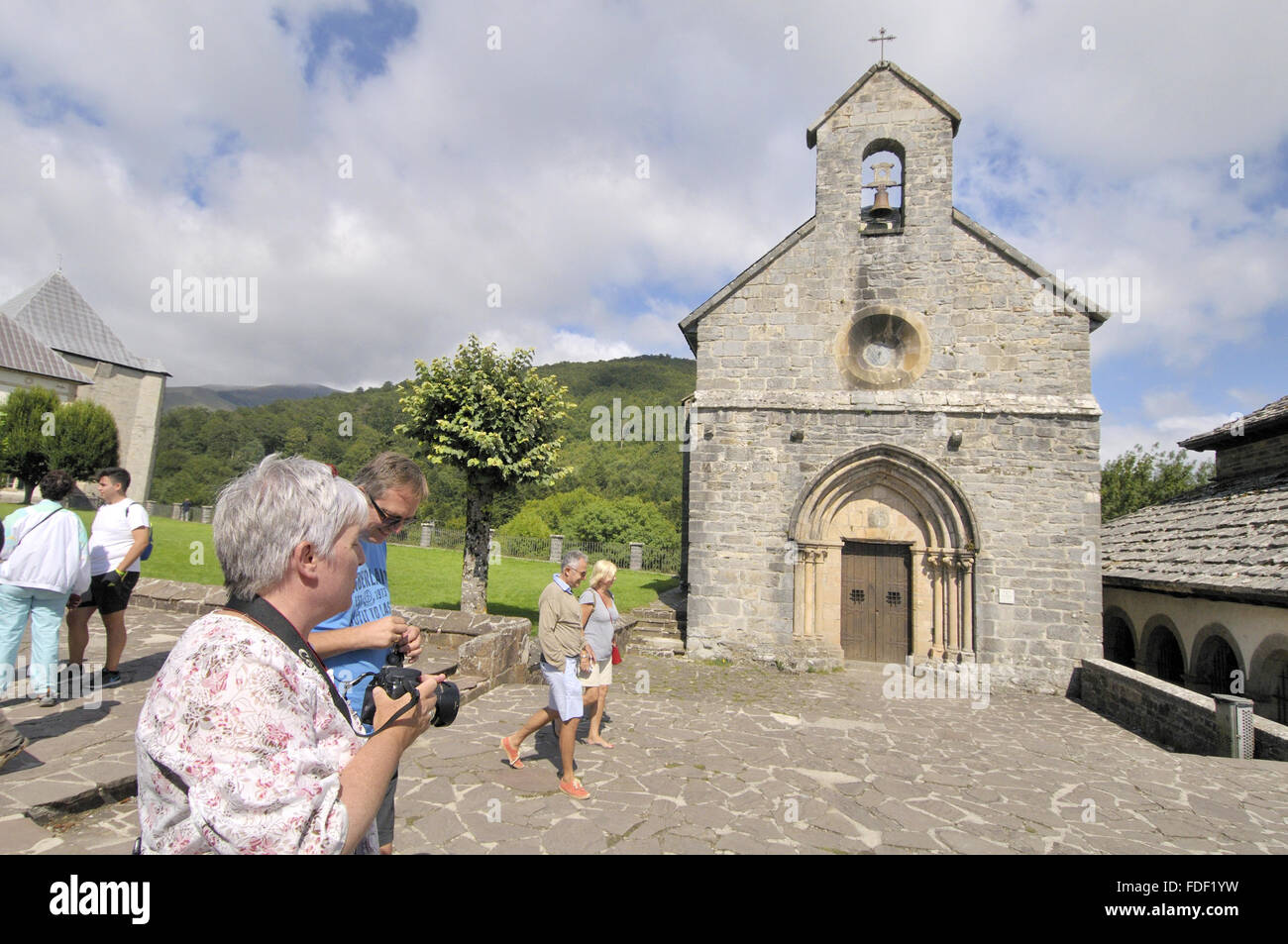 Église de Santiago, Orreaga Roncevaux, Navarre, Espagne, Banque D'Images