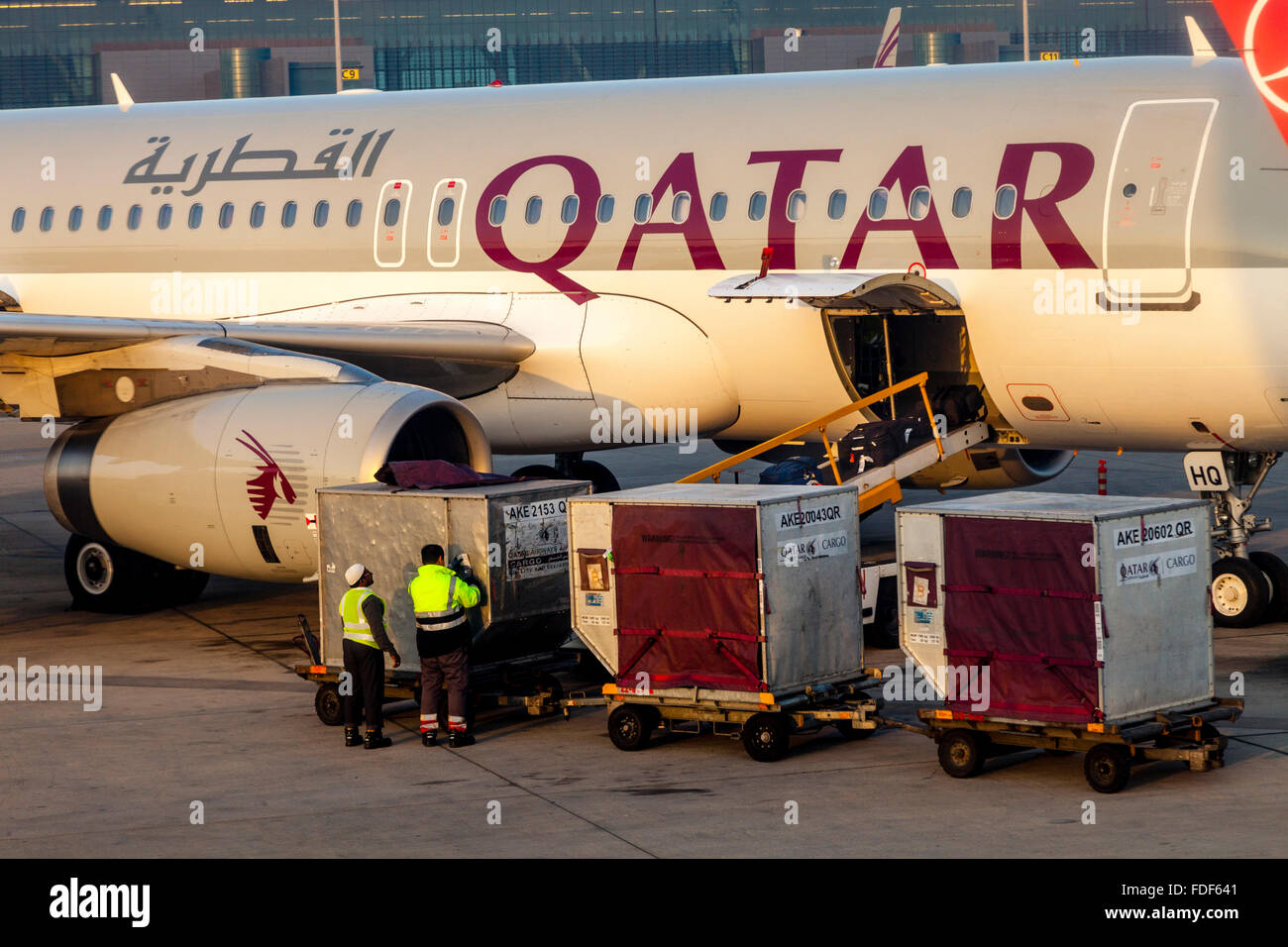 Bagages avaient été chargés sur un vol de Qatar Airways, l'Aéroport  International Hamad, Doha, Qatar Photo Stock - Alamy
