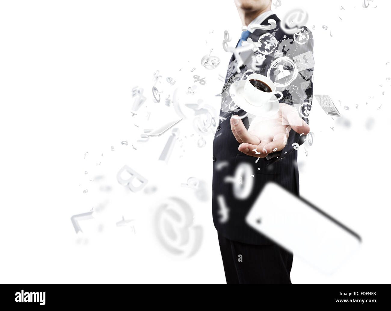 Close up of businessman holding articles d'affaires à Palm Banque D'Images