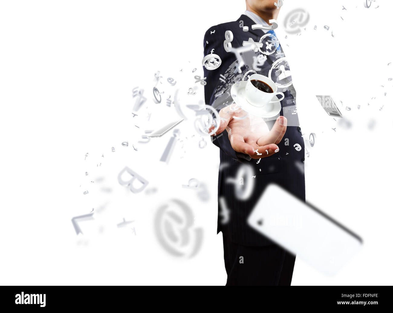 Close up of businessman holding articles d'affaires à Palm Banque D'Images