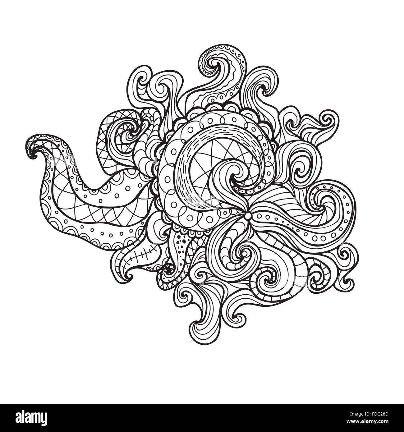 Vector Illustration Doodle En Spirale Livre De Coloriage Pour Enfants Et Adultes Page A Colorier Les Grandes Lignes Du Dessin Image Vectorielle Stock Alamy