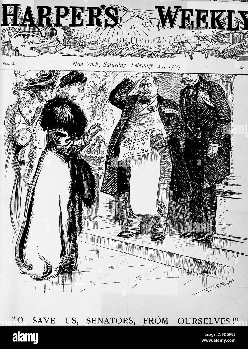 ANTI-américain de cartoon vote Harper's Weekly Février 1907 Banque D'Images
