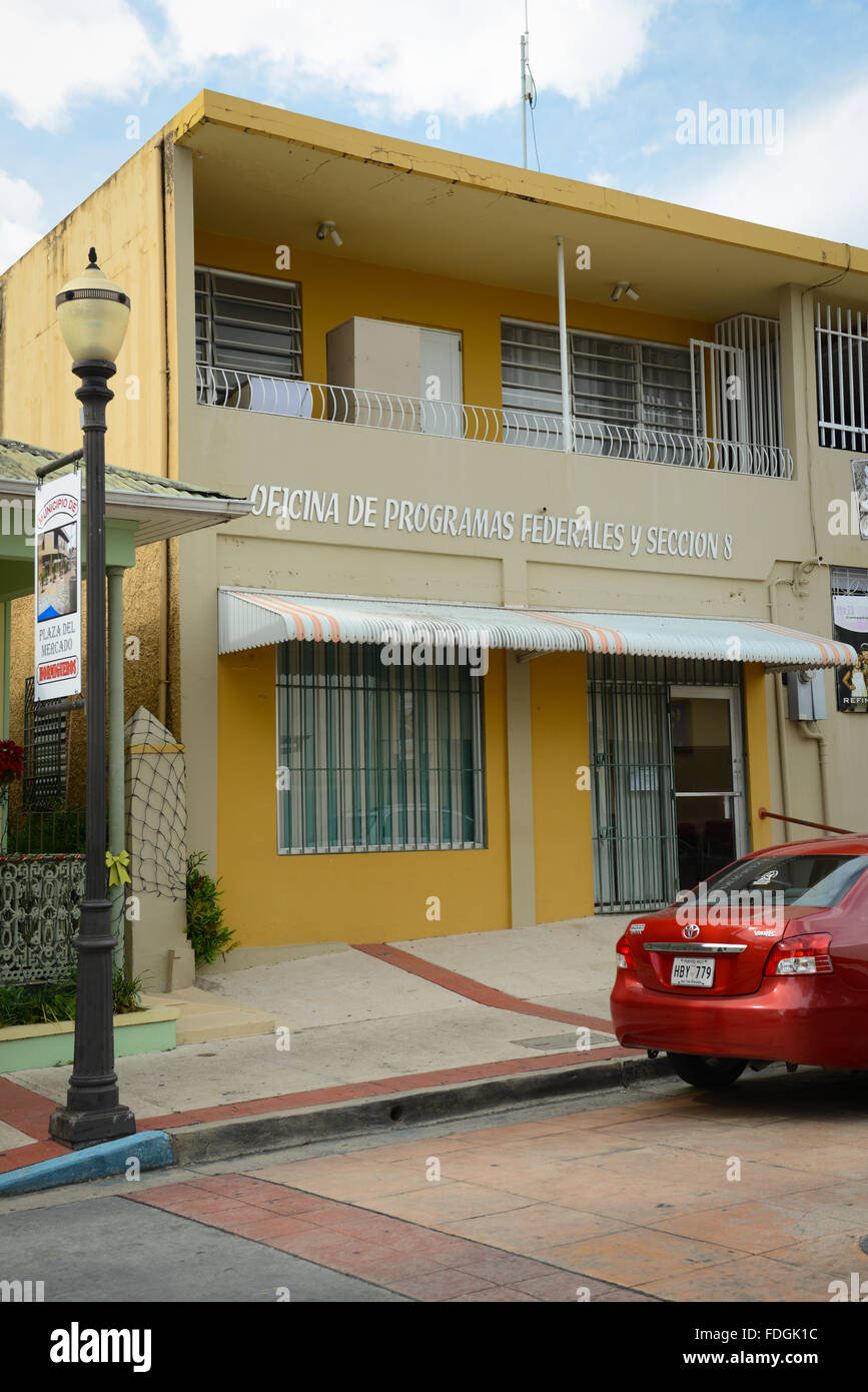 Bureaux pour la Seccion 8, une prestation de logement accordée par le gouvernement pour les familles à faible revenu. PUERTO RICO - île des Caraïbes. Banque D'Images