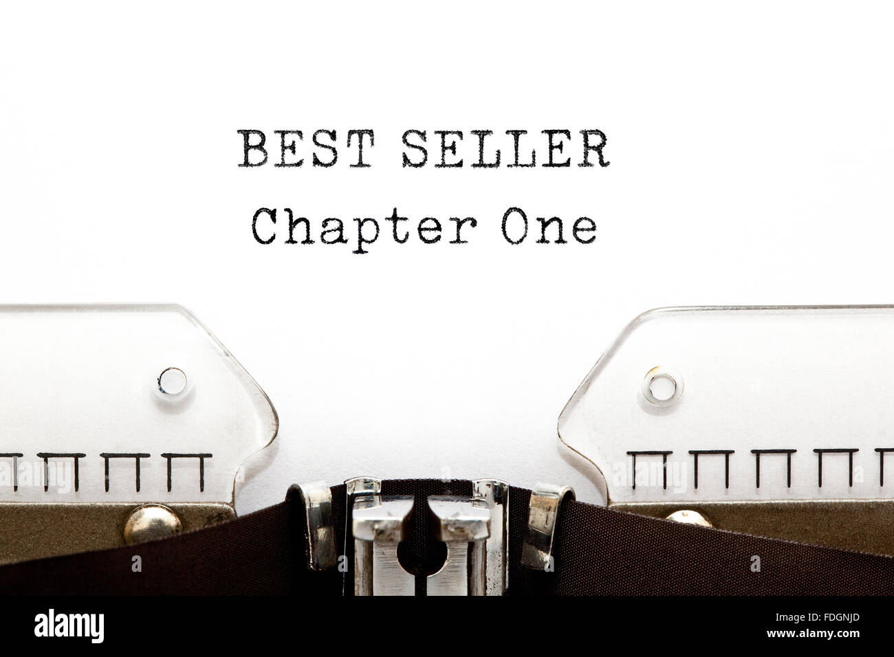 Chapitre un Best Seller imprimé sur machine à écrire rétro. Concept de librairie. Banque D'Images