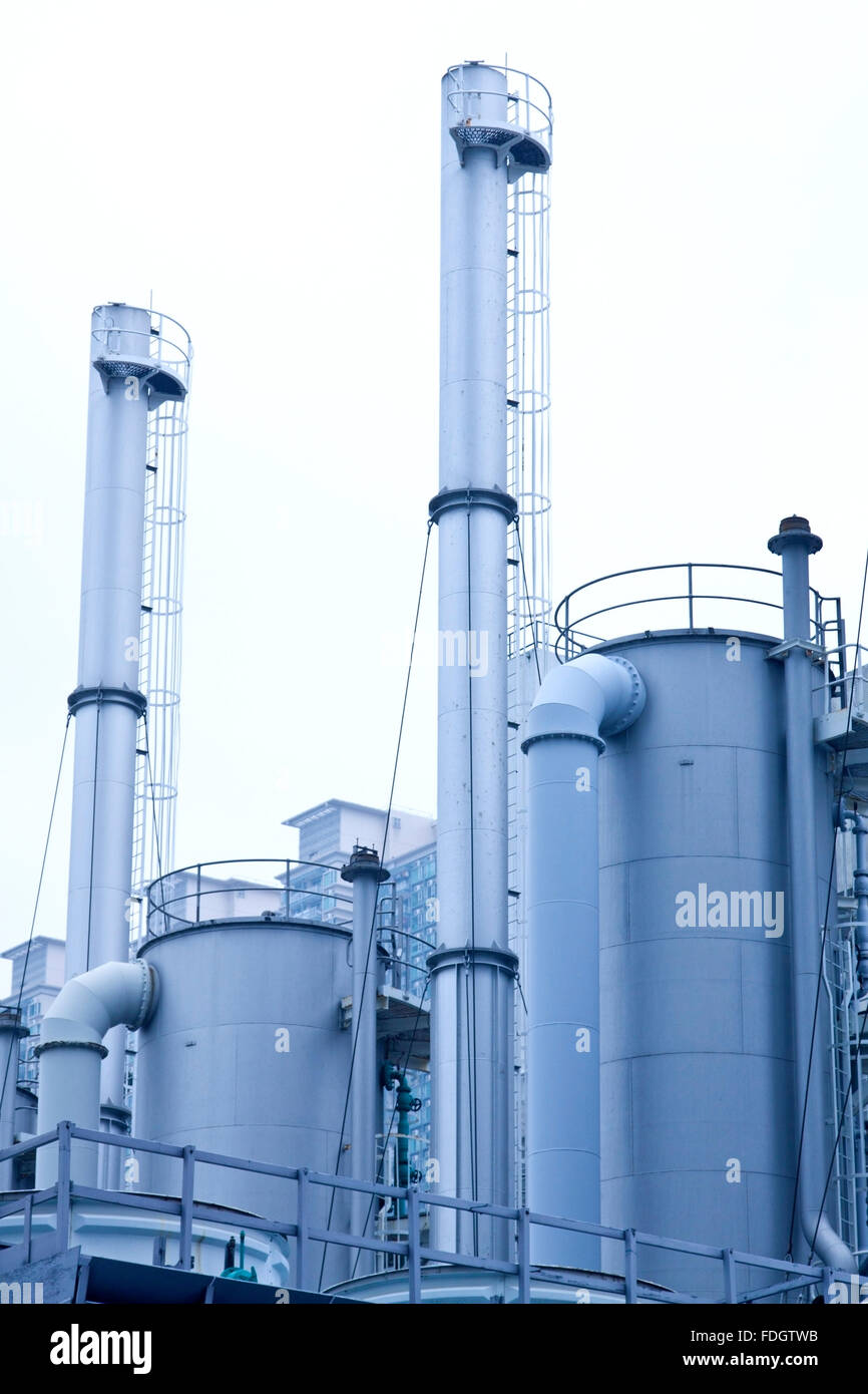 Usines de traitement du gaz à Hong Kong Banque D'Images