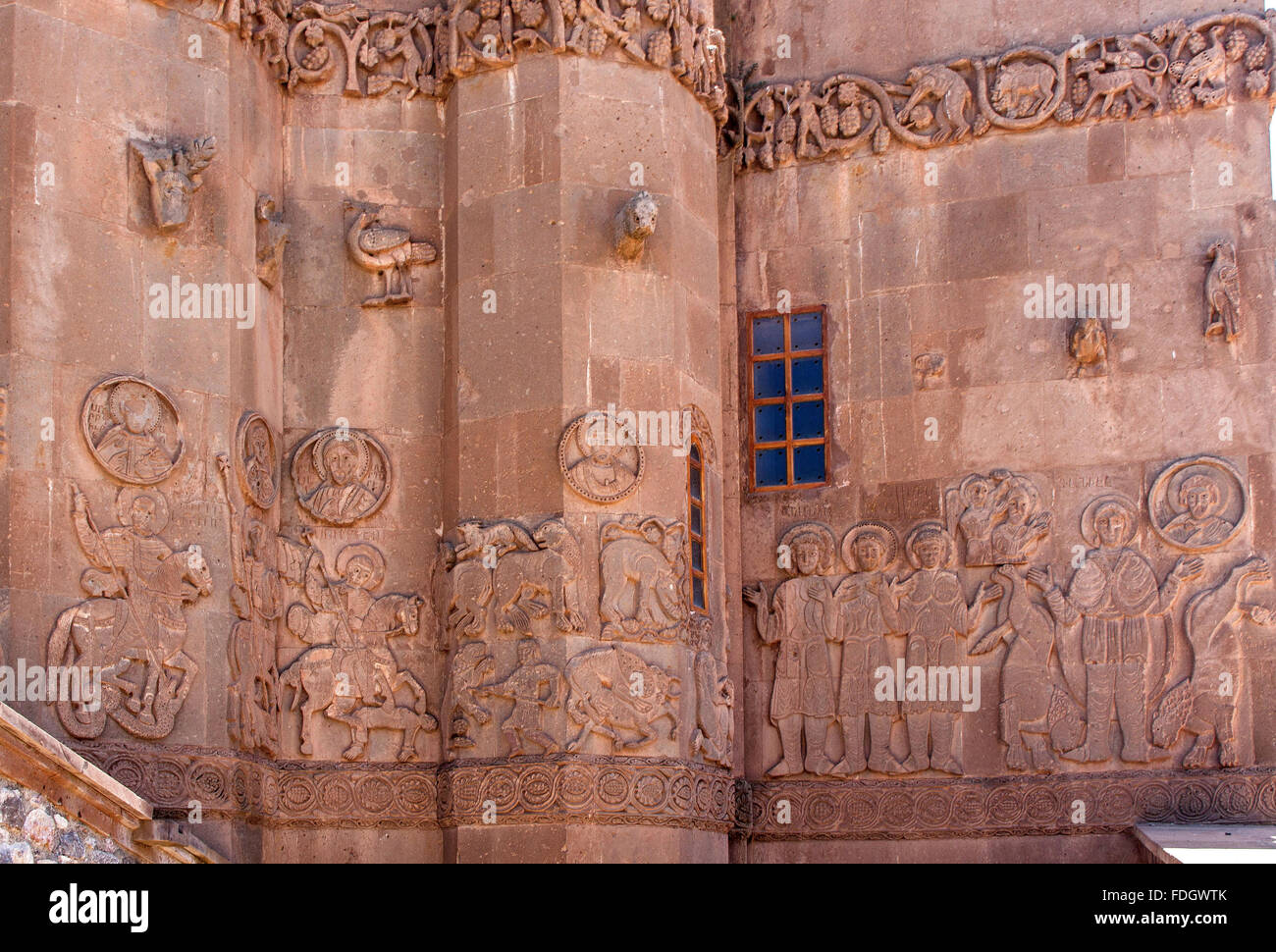 Bas-reliefs de Akhtamar monastère dans Van lake, en Turquie. Banque D'Images