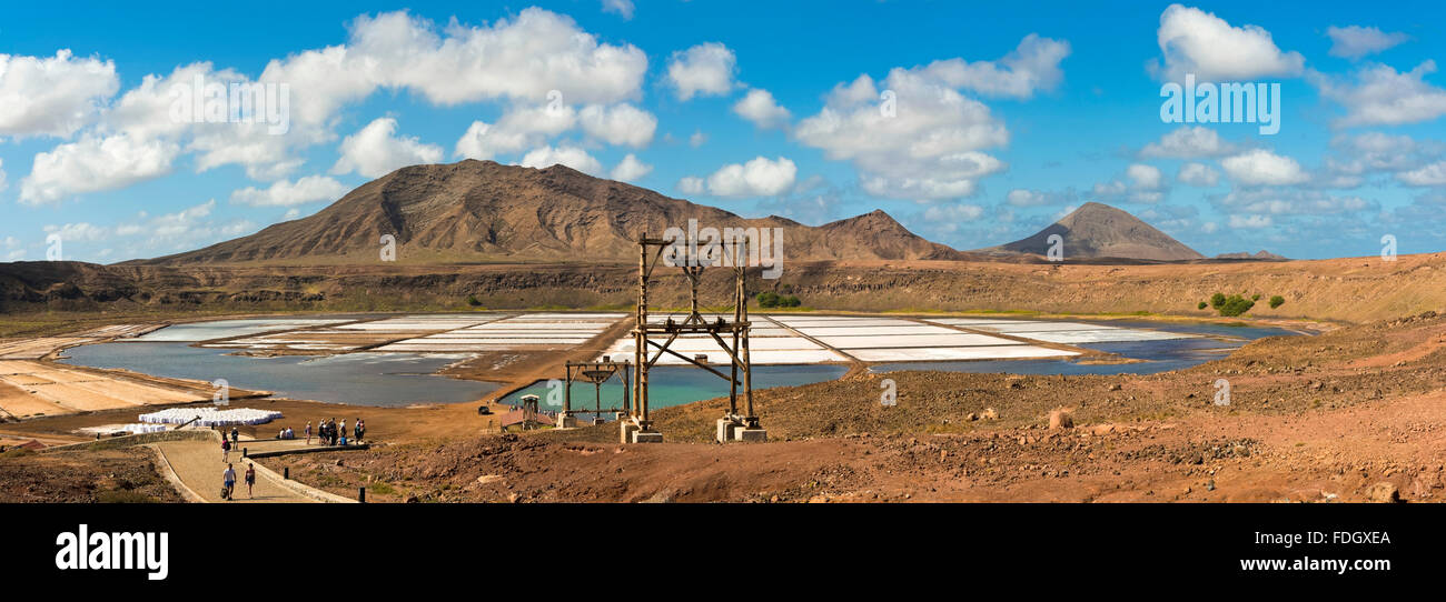 Vue panoramique horizontal (3 photo stitch) vue de la mine de sel à Pedro Banque D'Images