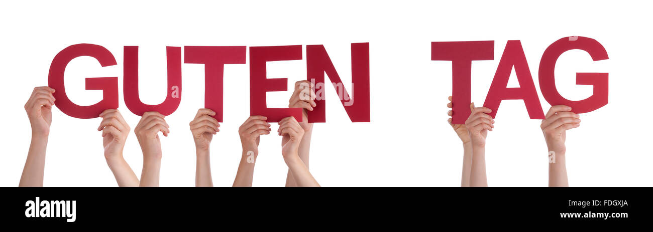 Les gens directement mot Allemand Guten Tag signifie bonne journée Banque D'Images