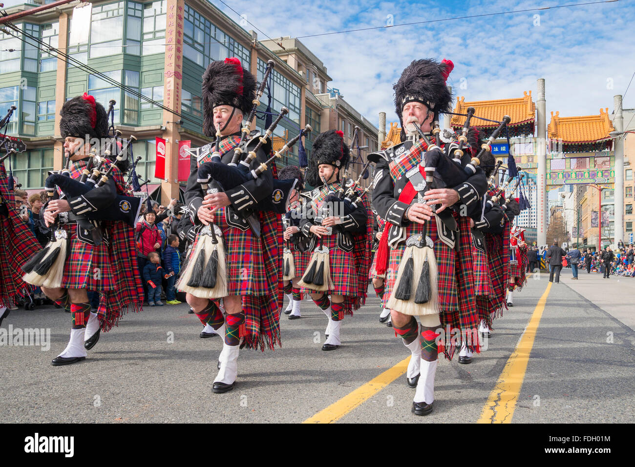 En Fanfare de parade, Vancouver, British Columbia, Canada Banque D'Images