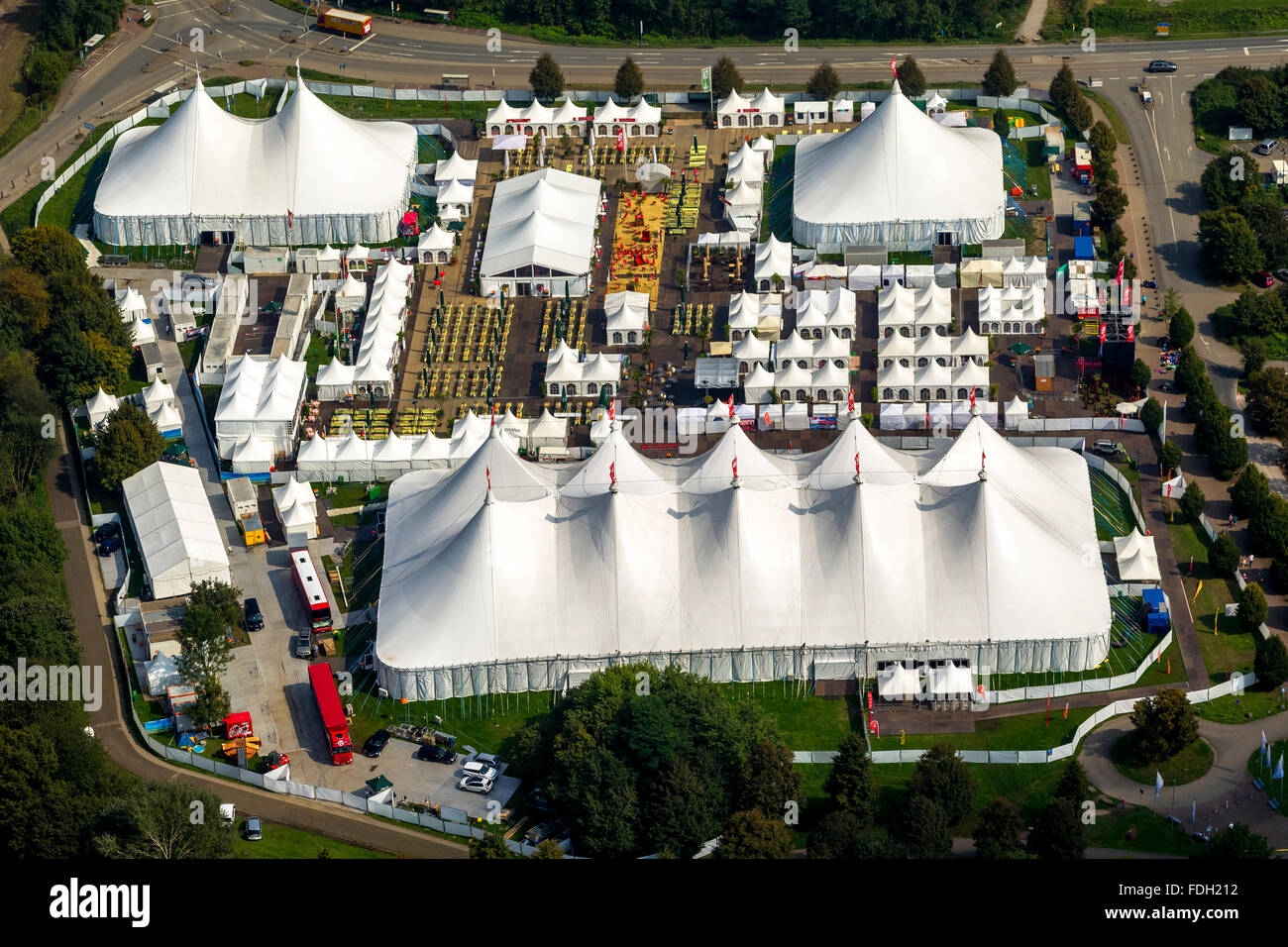 Vue aérienne, Zeltfestival Ruhr 2014 sur Kemnader réservoir, tente de l'événement. Lieu de l'événement, Bochum, la Ruhr, Banque D'Images