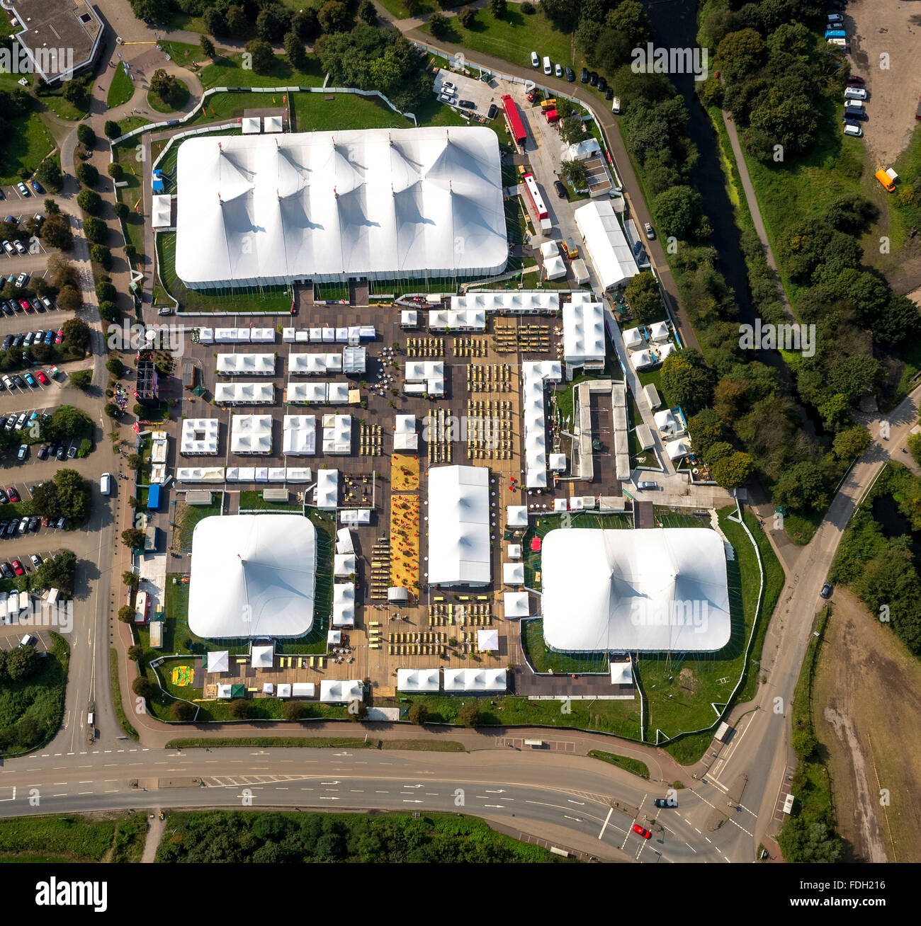 Vue aérienne, Zeltfestival Ruhr 2014 sur Kemnader réservoir, tente de l'événement. Lieu de l'événement, Bochum, la Ruhr, Banque D'Images