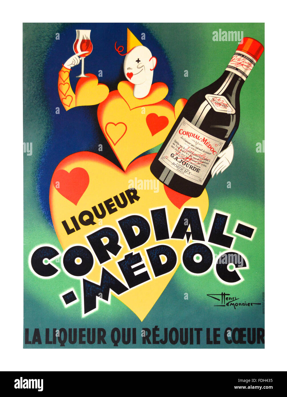 Retro Vintage poster pour boissons français Liqueur Cordial Medoc 1930 Banque D'Images