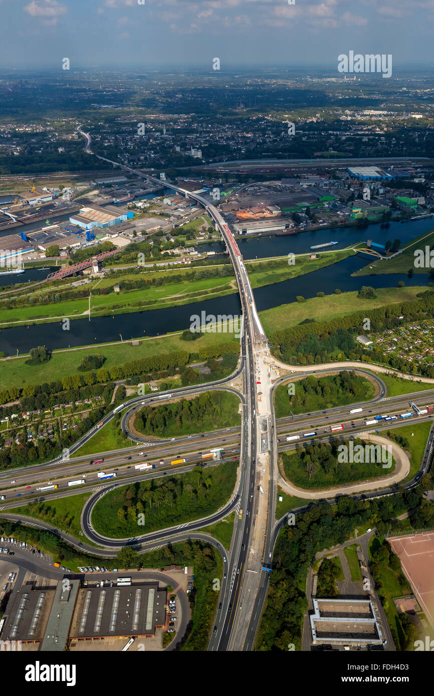 Vue aérienne, de l'autoroute A59 et A40 autoroute de la Ruhr, l'expansion et l'extension A59 A59, le blocage, Duisburg, Ruhr, Banque D'Images
