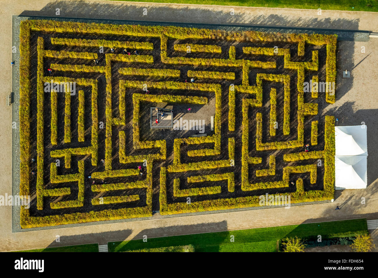 Vue aérienne, ancien labyrinthe Landesgartenschau, Sauerland GmbH Hemer, hedge maze, jeux pour enfants, Hemer, Sauerland, Banque D'Images