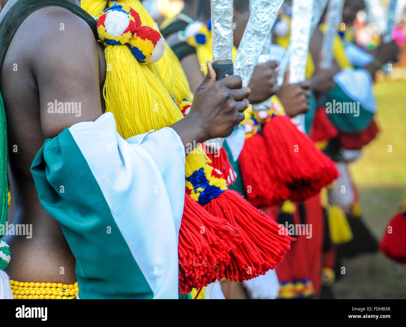 Ludzidzini, Swaziland, Afrique du Sud - Umhlanga Swazi, ou cérémonie danse reed, 100 000 jeunes filles ou femmes célibataires ,, célébrer thei Banque D'Images