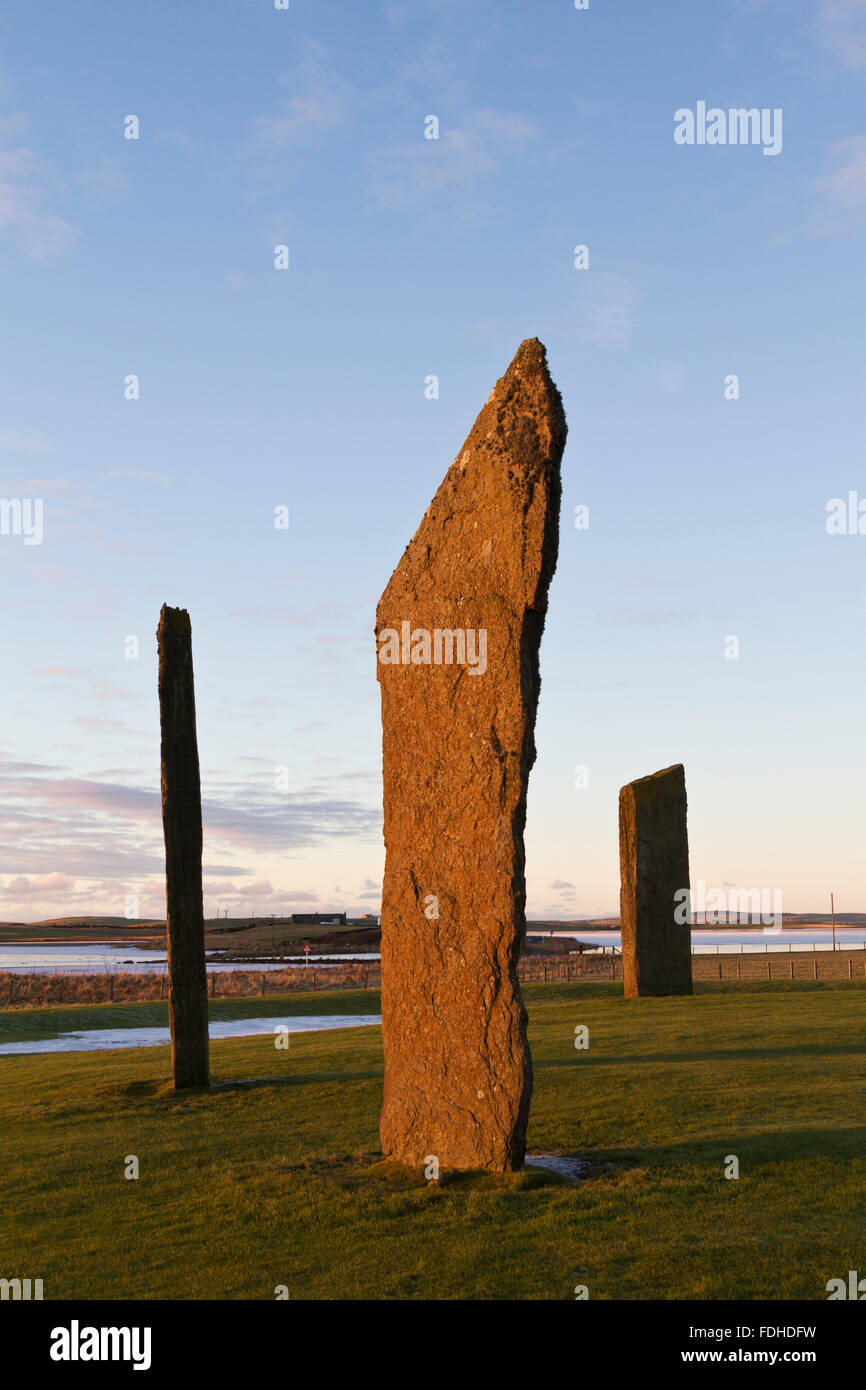Orkney Stenness Standing Stones, Banque D'Images