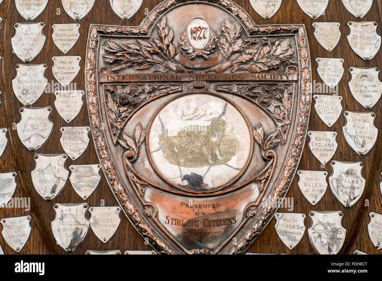 Trophées d'argent à l'International de berger à Moffat , Ecosse, Royaume-Uni. Banque D'Images
