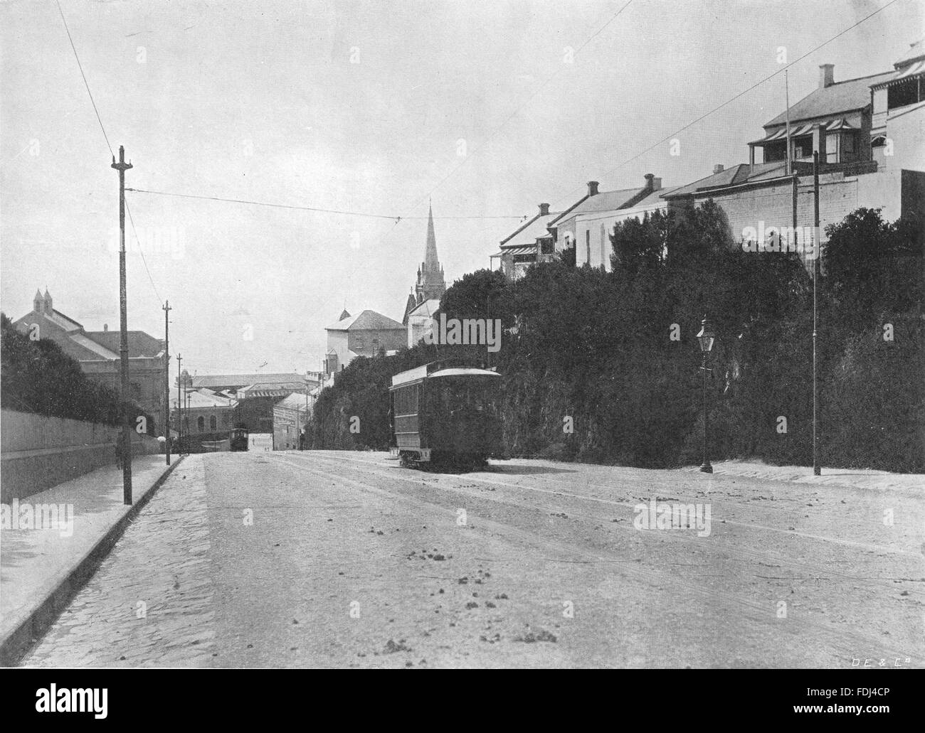 Afrique du Sud : White's Road, avec les tramways électriques, antique print 1899 Banque D'Images