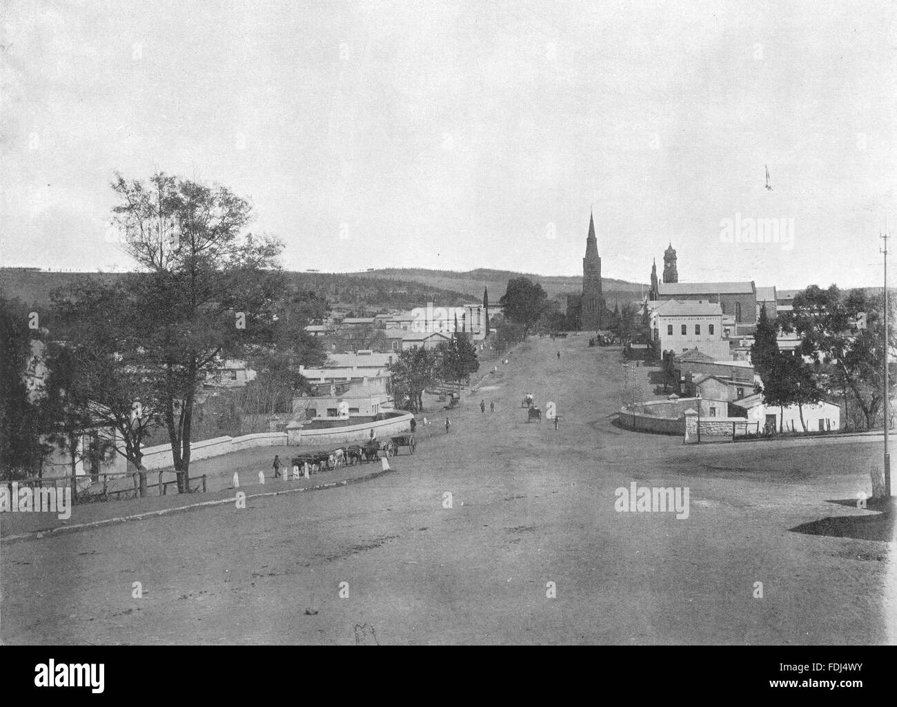 Afrique du Sud : High street, Grahamstown, antique print 1899 Banque D'Images