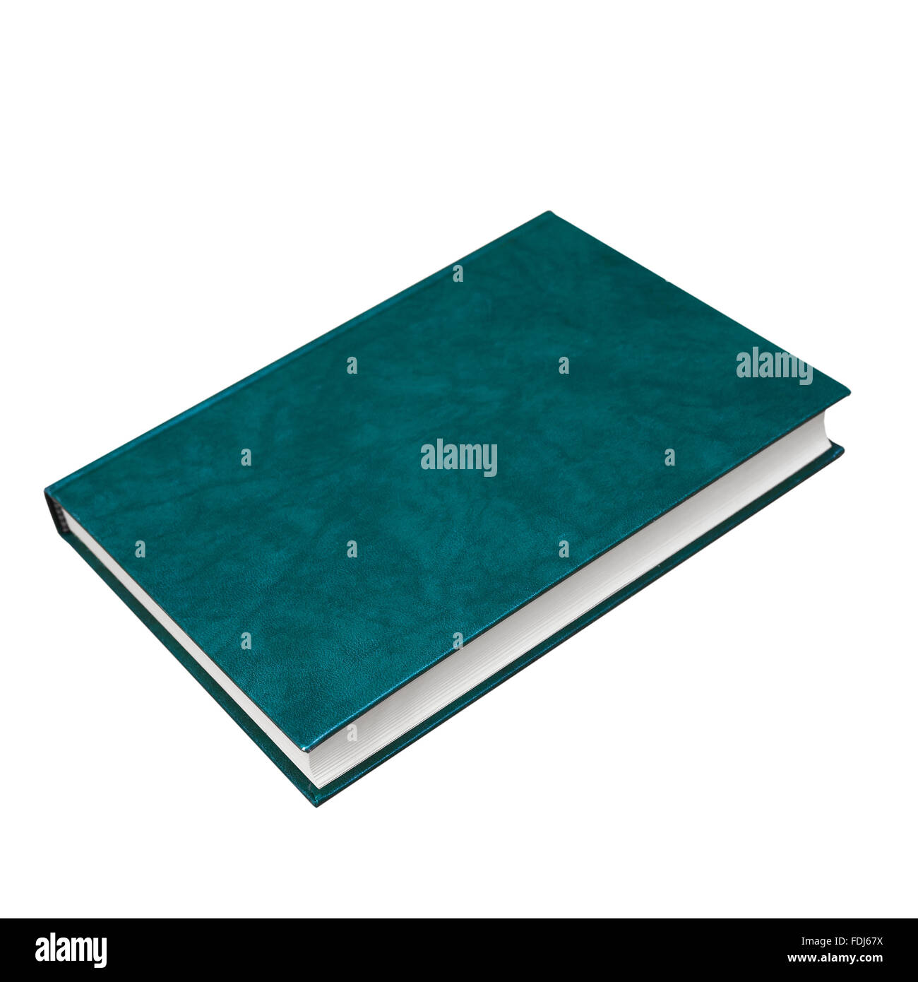 Livre avec couverture en cuir vert foncé vide isolated on white Banque D'Images