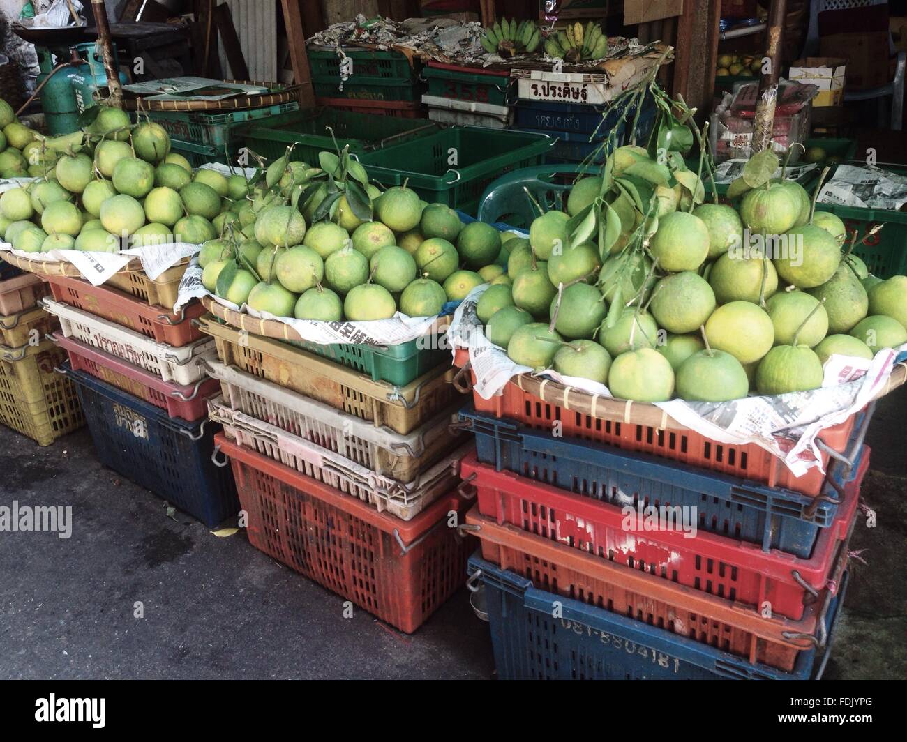 La goyave fruits au marché, Bangkok, Thaïlande Banque D'Images