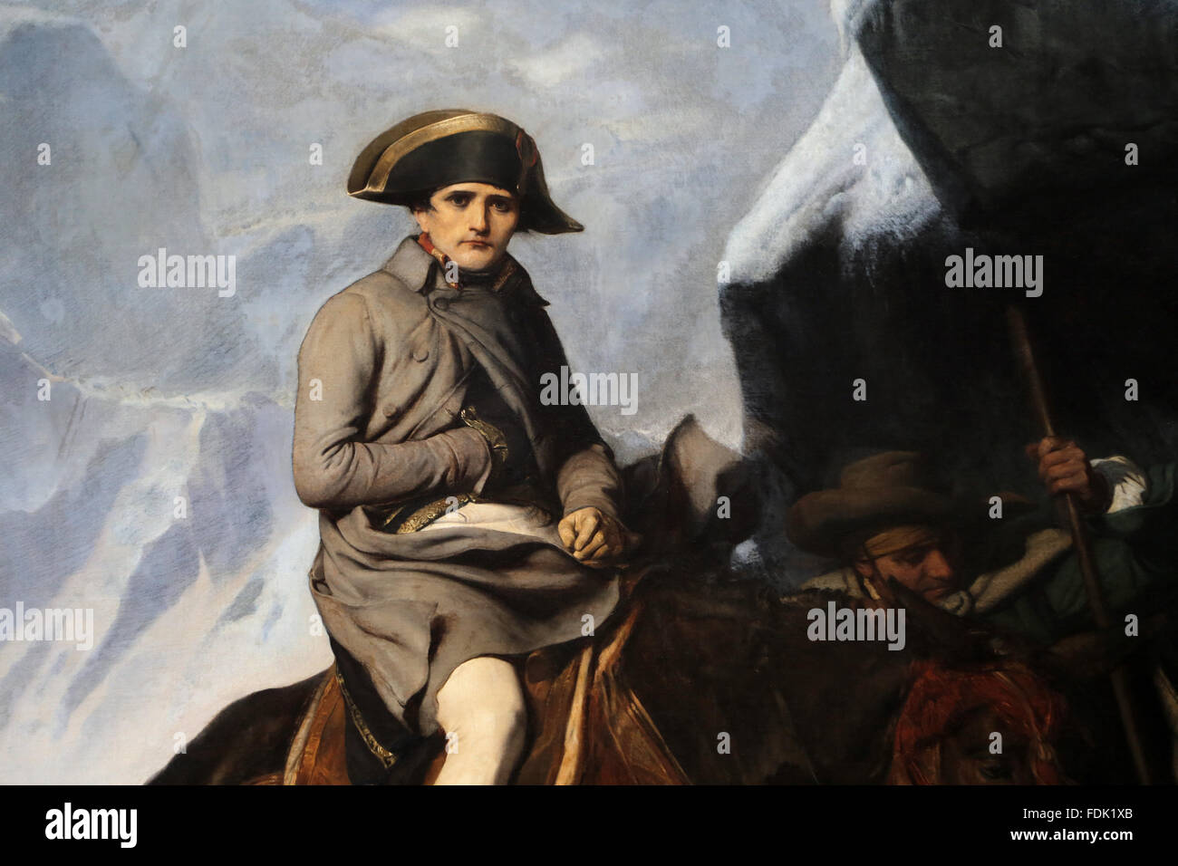 Napoléon Bonaparte (1769-1821). Bonaparte franchissant les Alpes, 1850. Par Paul Delaroche (1797-1856). Route Napoléon Banque D'Images