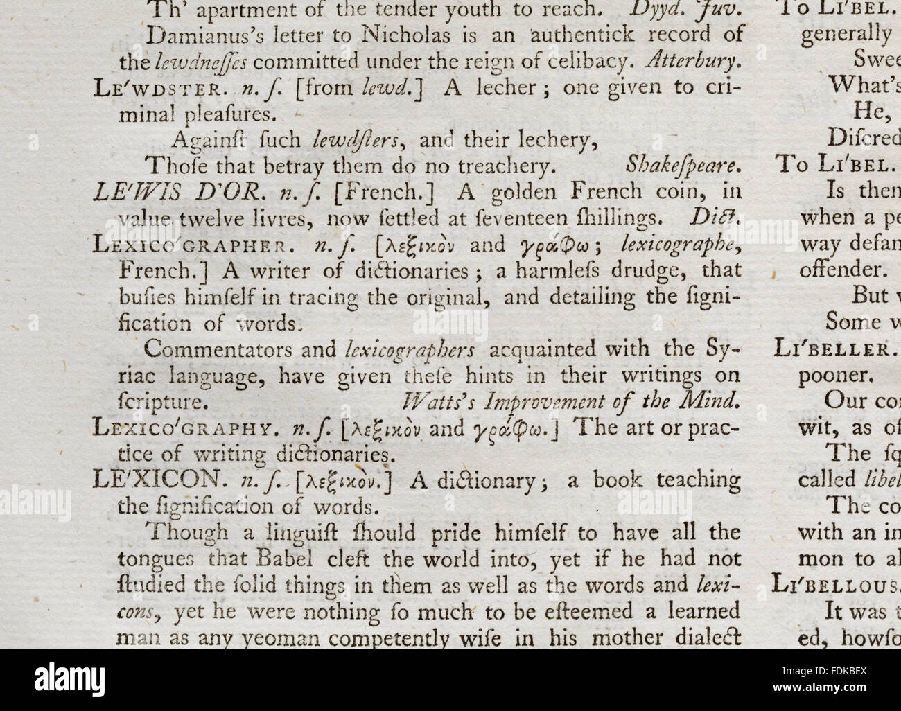 Samuel Johnson, un dictionnaire de la langue française (London : imprimé par W. Strahan, 1755), fol., première édition, CSTE T117231 à Erddig, Wrexham Banque D'Images