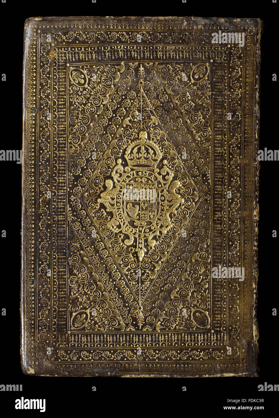 Le Booke of Common Prayer (London : Robert Barker, 1636) ; fol., CSTE S113695 ; STC 16403 estampée à l'or ; reliure veau, des armes royales de Charles I, au château de Chirk, Wrexham. Banque D'Images