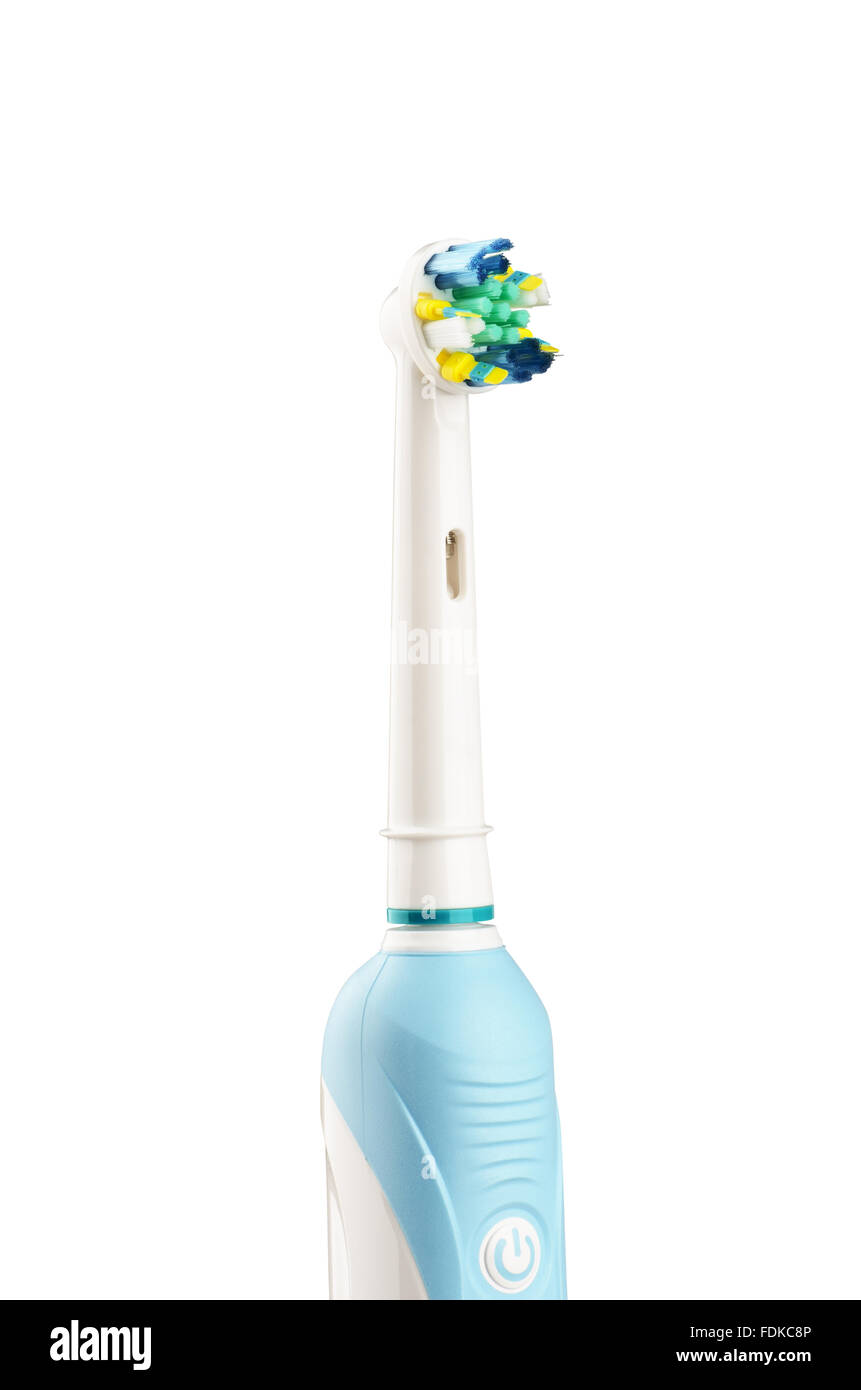 Brosse à dents électrique isolé sur fond blanc Banque D'Images