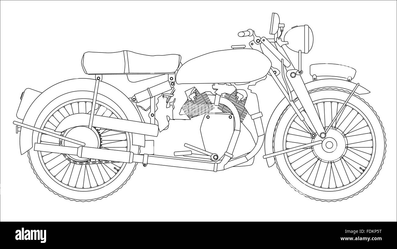 Un style classique du cycle moteur aperçu sur un fond blanc Illustration de Vecteur