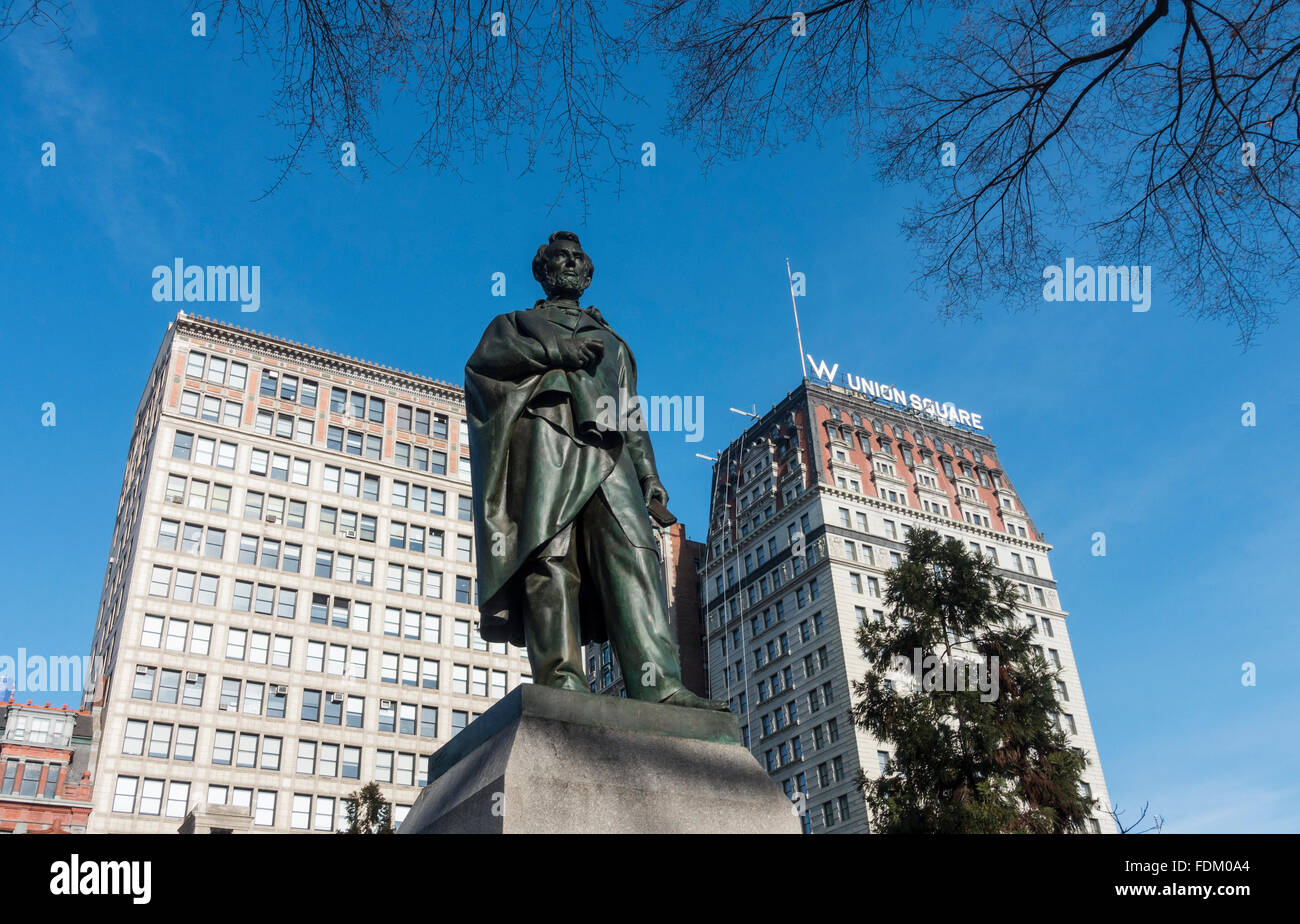 Statue d'Abraham Lincoln à Union Square Banque D'Images