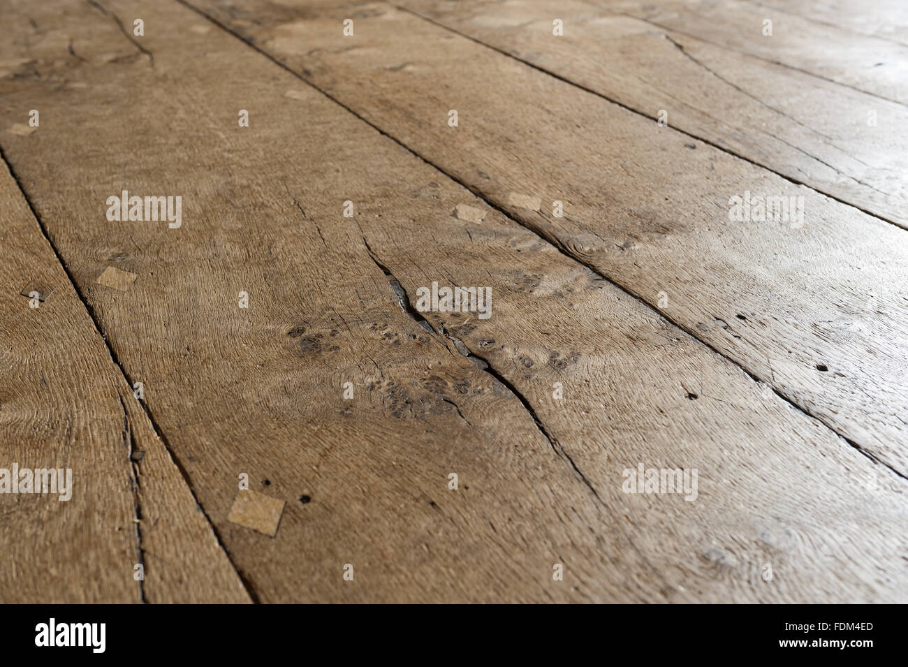 Plancher en chêne dans la pièce marron à Tredegar House, Newport, Pays de Galles. Banque D'Images